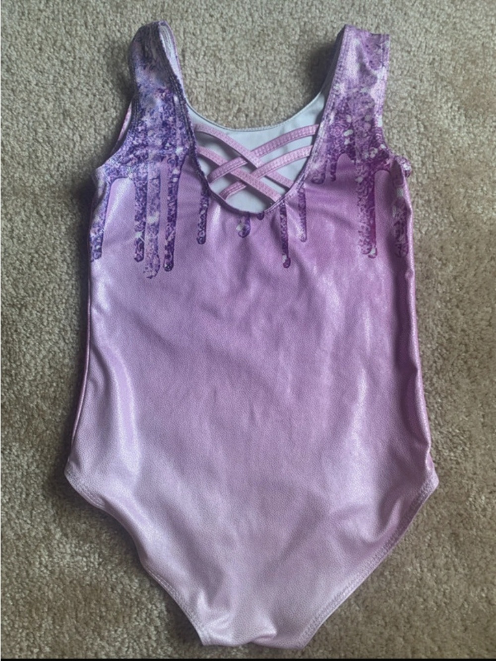 Sparkly Purple Gymnastics Leotard 8Y - Picture 3 of 4